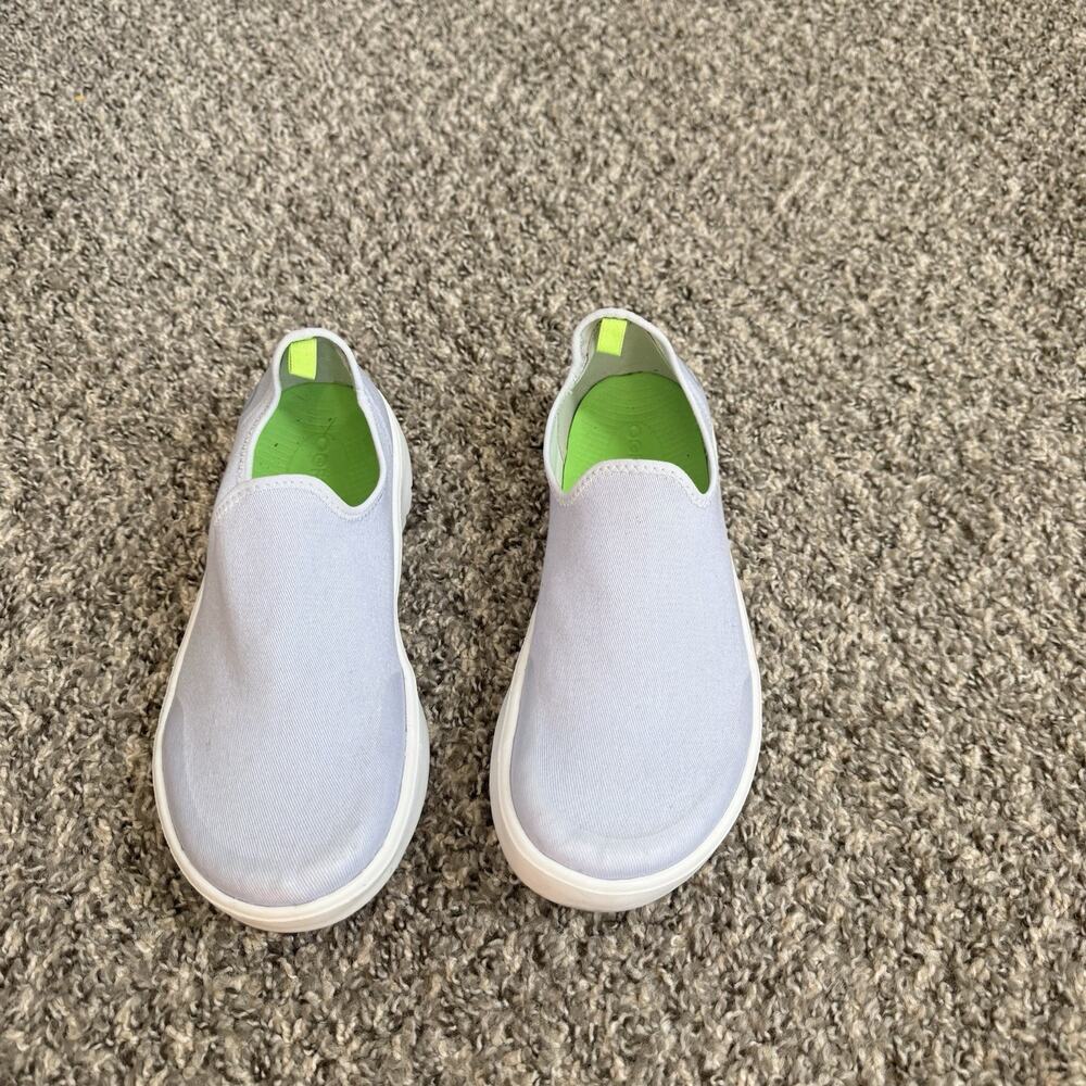 OOFOS Slip-On Athletic Shoes Lavender with Lime Green Lining - Picture 2 of 8